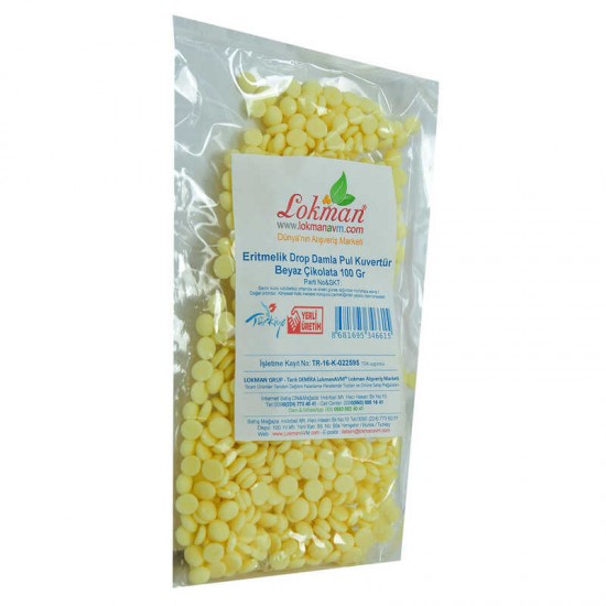 Beyaz Çikolata Eritmelik Drop Damla Pul Kuvertür 100 Gr Paket